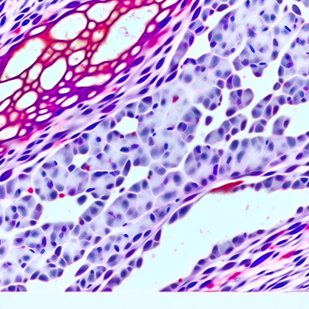 Microscopic view of breast tissue biomarker