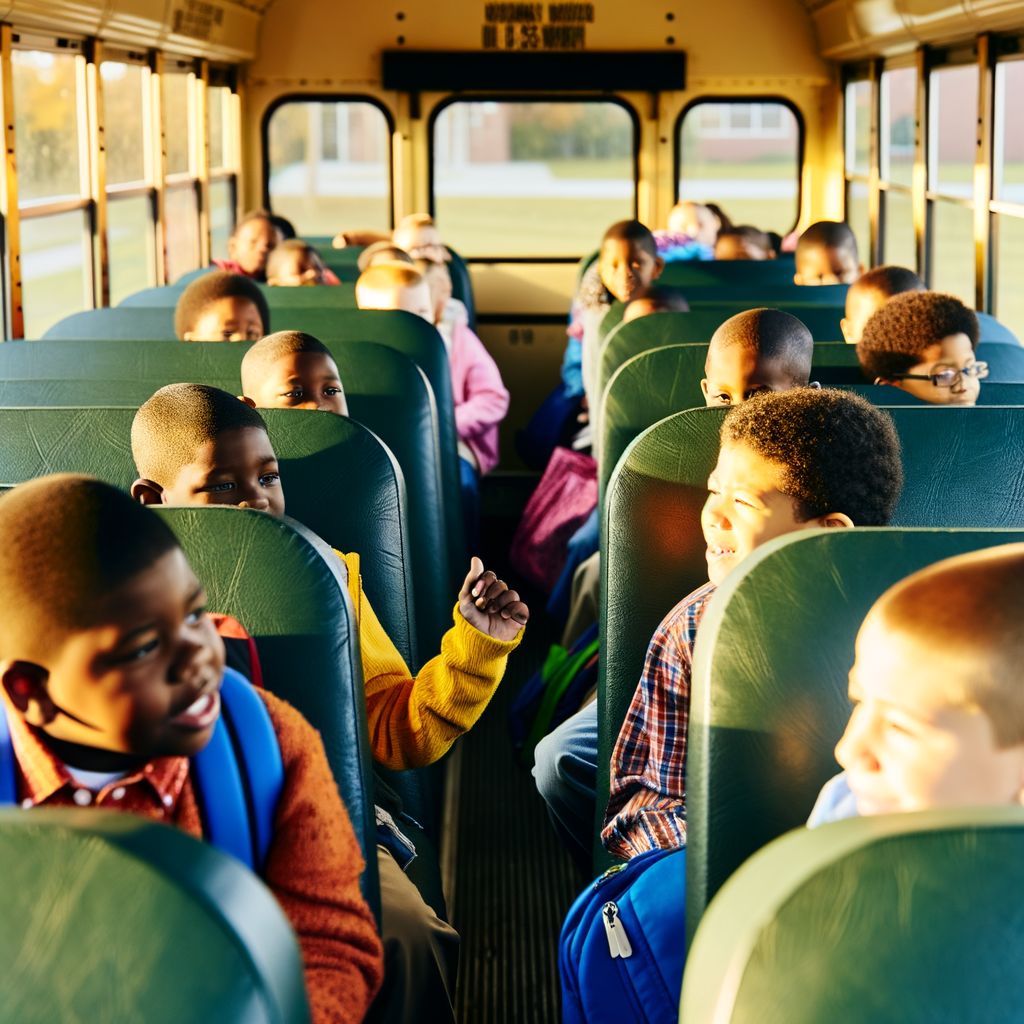 Children enjoying a bus ride together.
