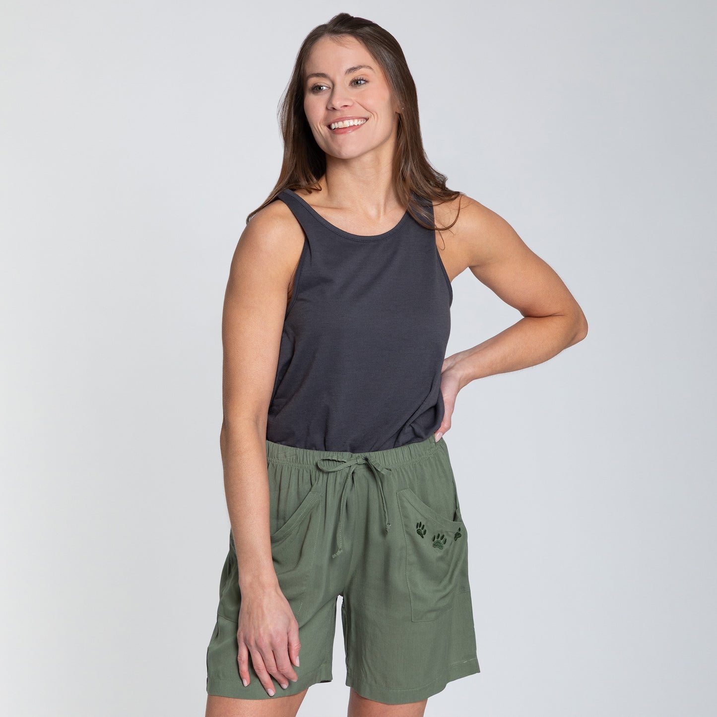 Climbing Paw Print Embroidered Shorts