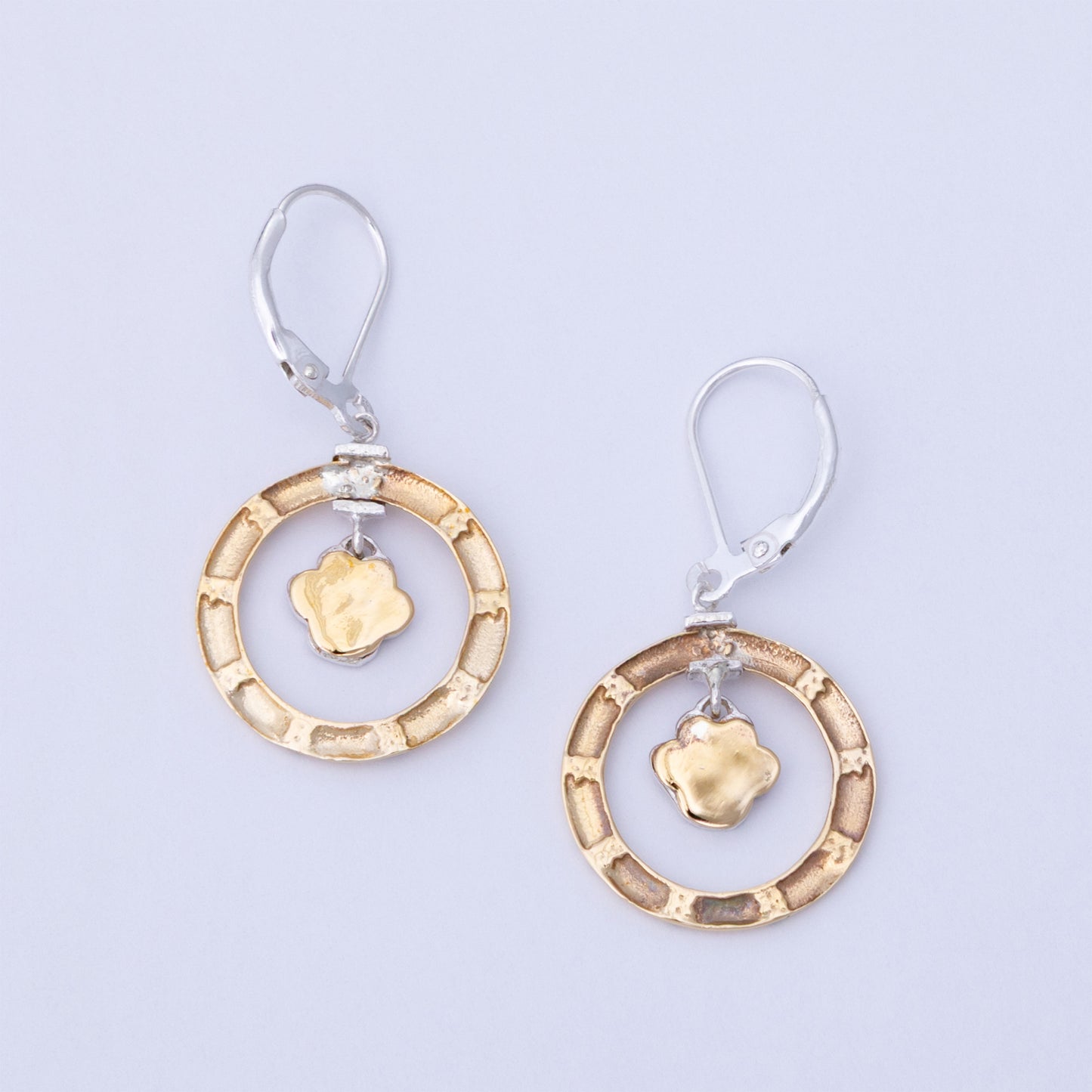 Circle of Paws Sterling & Brass Earrings