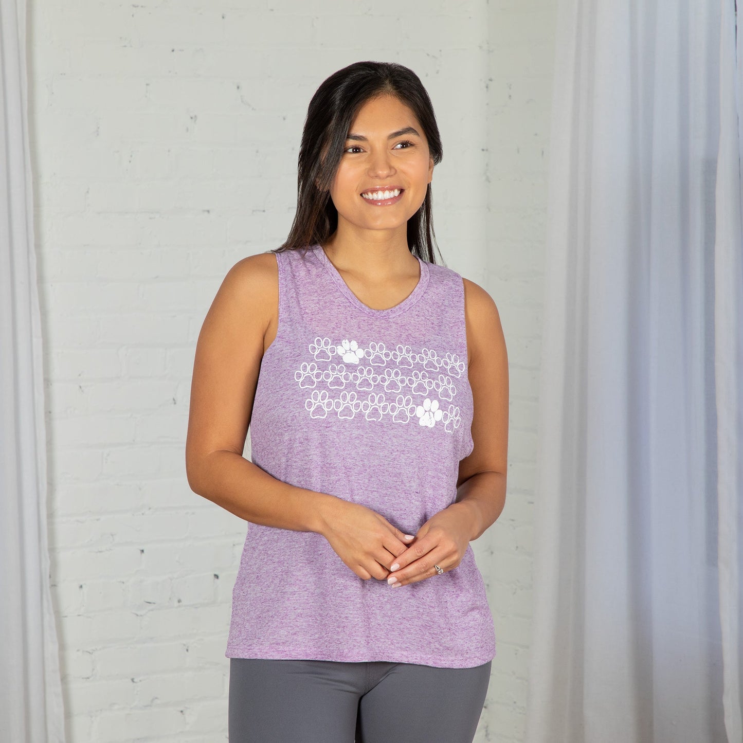 Purple Paw Heathered Tank Top