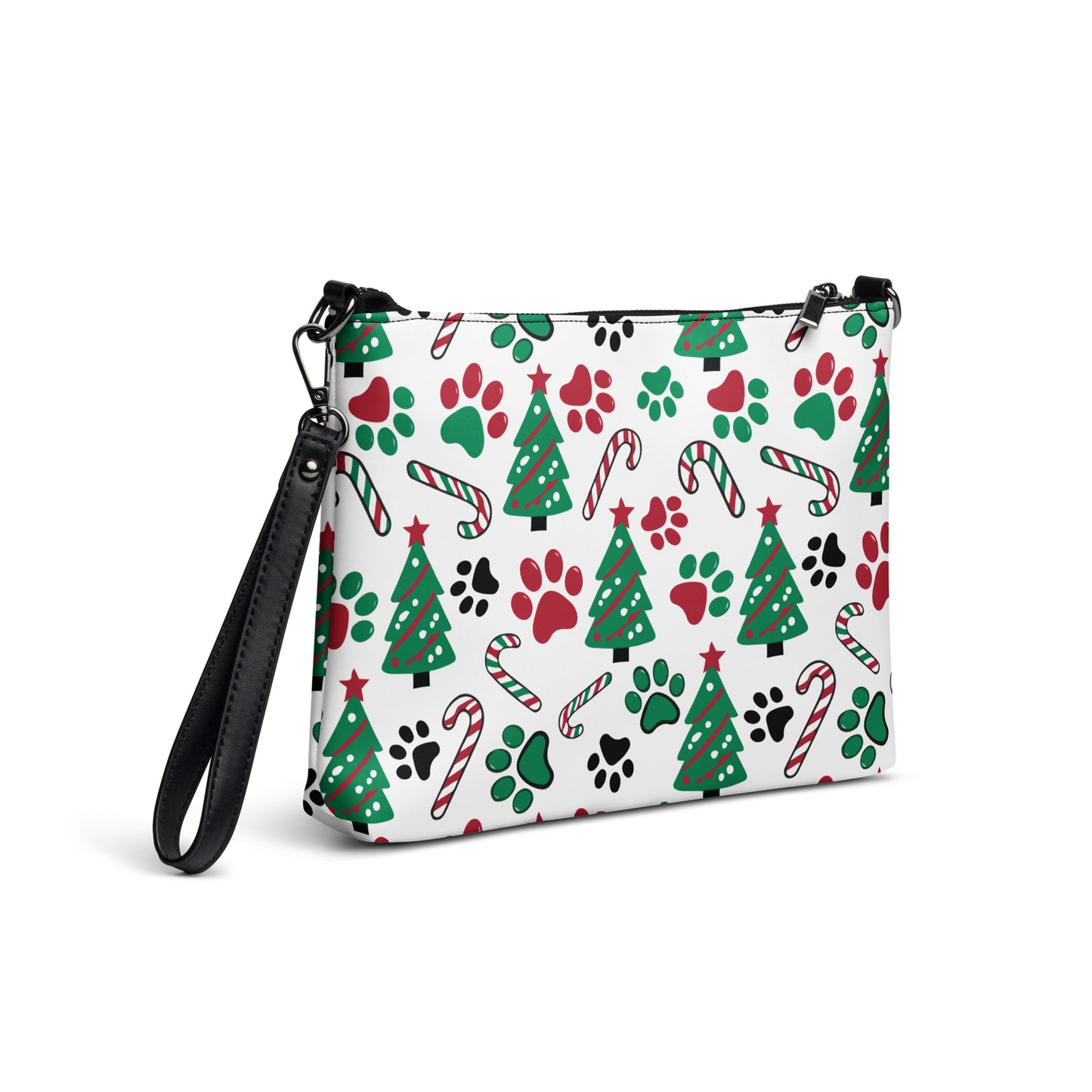 Christmas Paws & Candy Canes Crossbody Purse