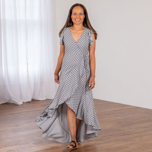 Polka Dot Maxi Wrap Dress