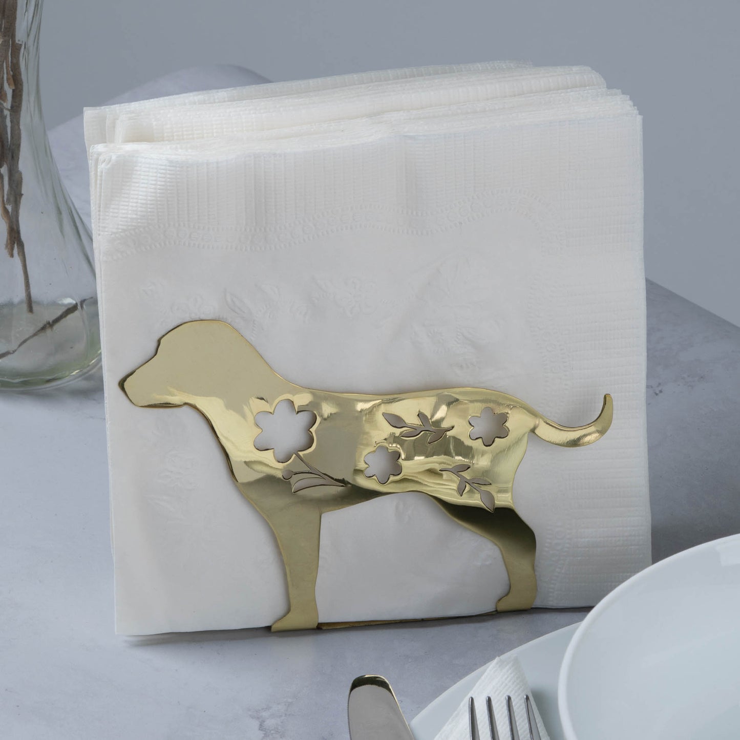 Fancy Dog Mixed Metal Napkin Holder