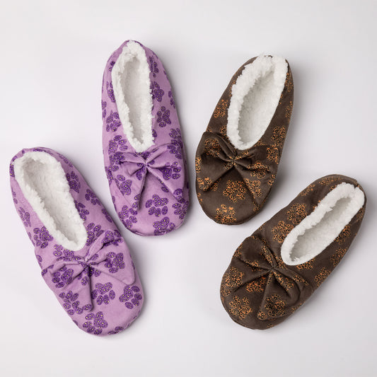 Super Cozy™ Leopard Paw Slippers With Large Bow