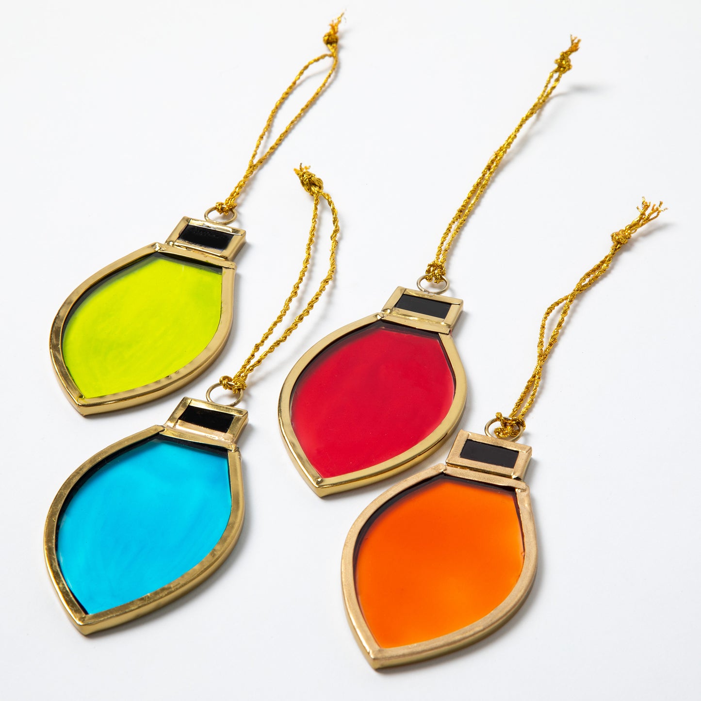 Christmas Bulbs Stained Glass Ornaments - Set of 4 | Handmade, Fair Trade