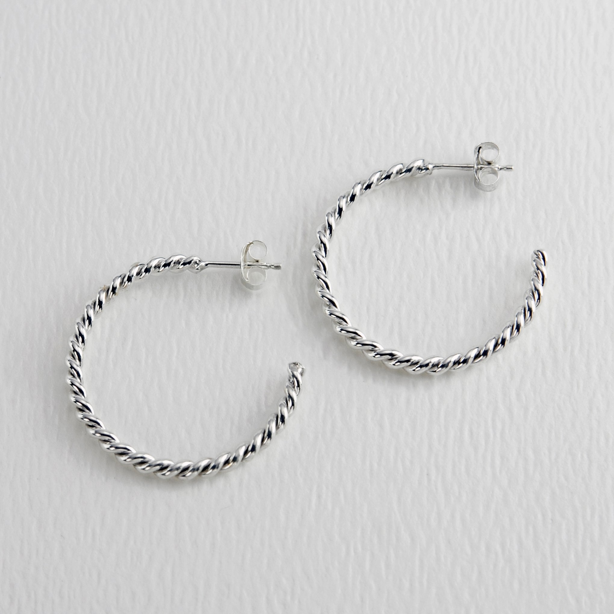 TWISTED CRINKLE HOOP EARRINGS - SILVER main image 1