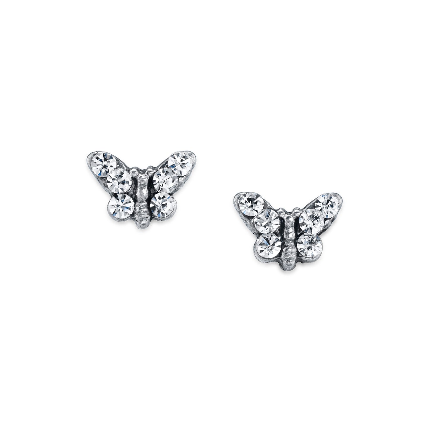 1928 Jewelry® Silver Tone Crystal Butterfly Stud Earring