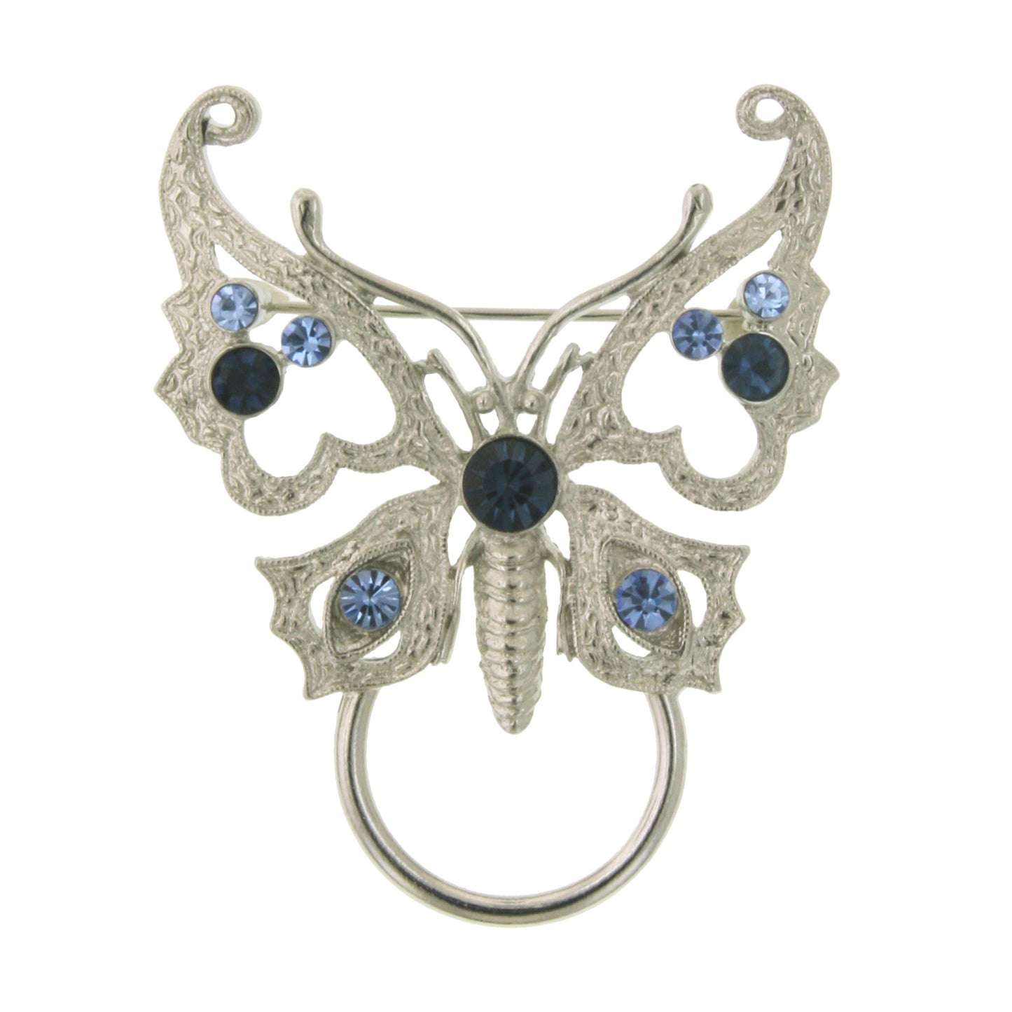 1928 Jewelry® Silver Blue Crystal Butterfly Pin Badge/Eyeglass Holder
