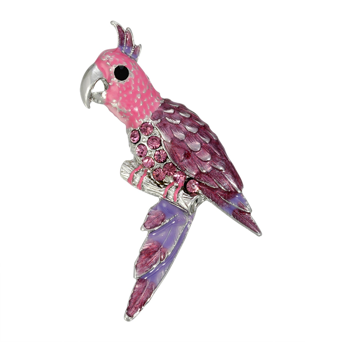 1928 Jewelry® Silver-Tone Purple And Pink Parrot Bird Pin