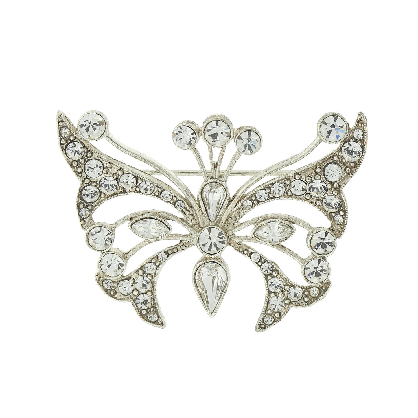 1928 Jewelry® Silver-Tone Crystal Butterfly Pin