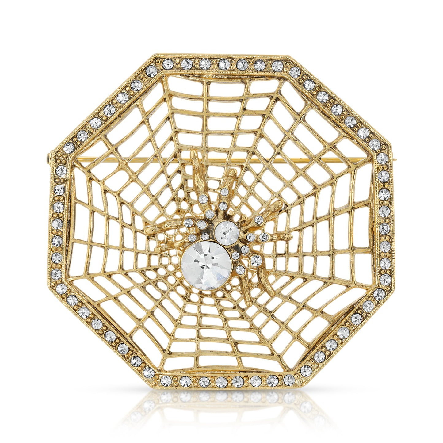 1928 Jewelry® Gold-Tone Crystal Wicked Web Spider Pin