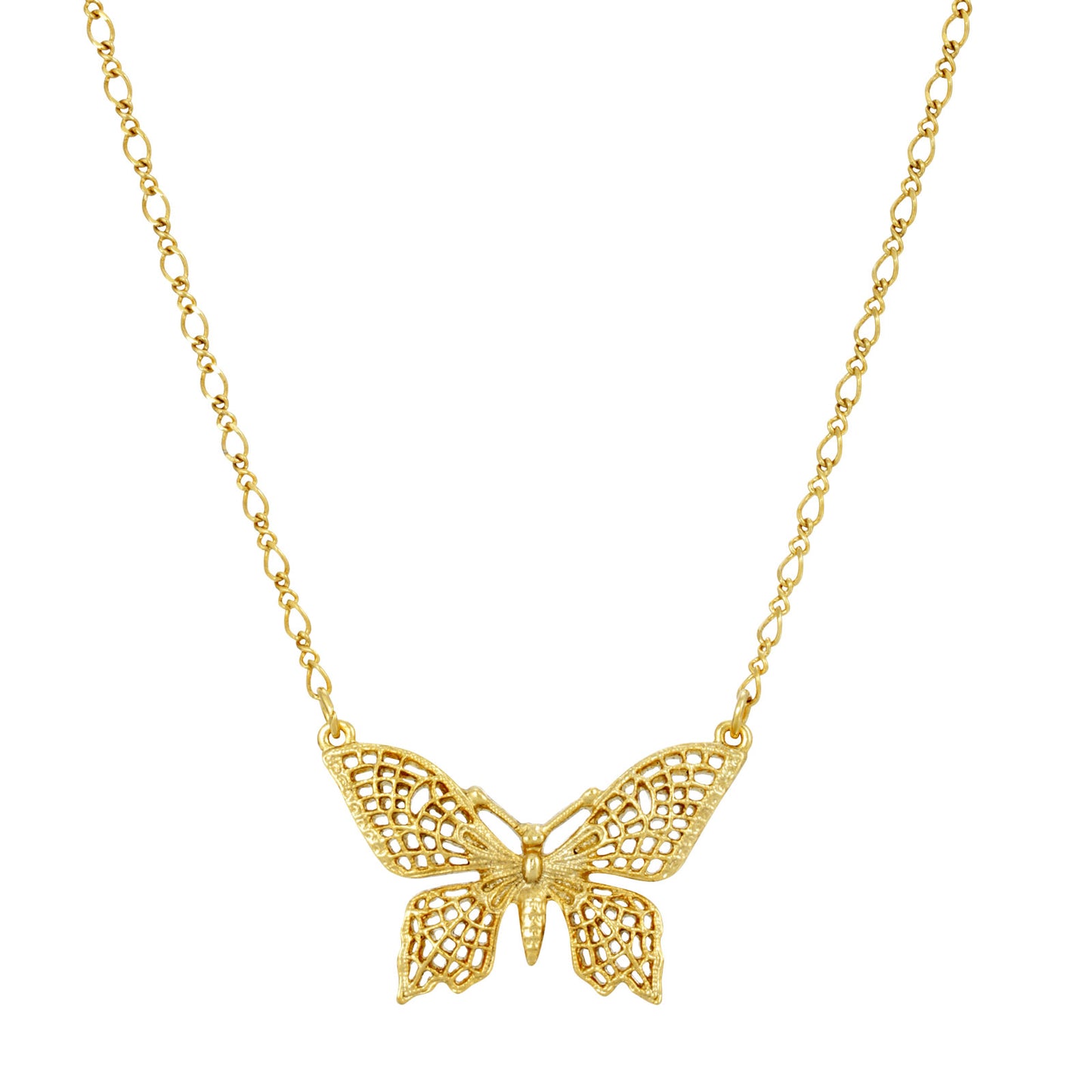 1928 Jewelry® Gold Tone Filigree Butterfly Pendant Necklace 16In Adj.