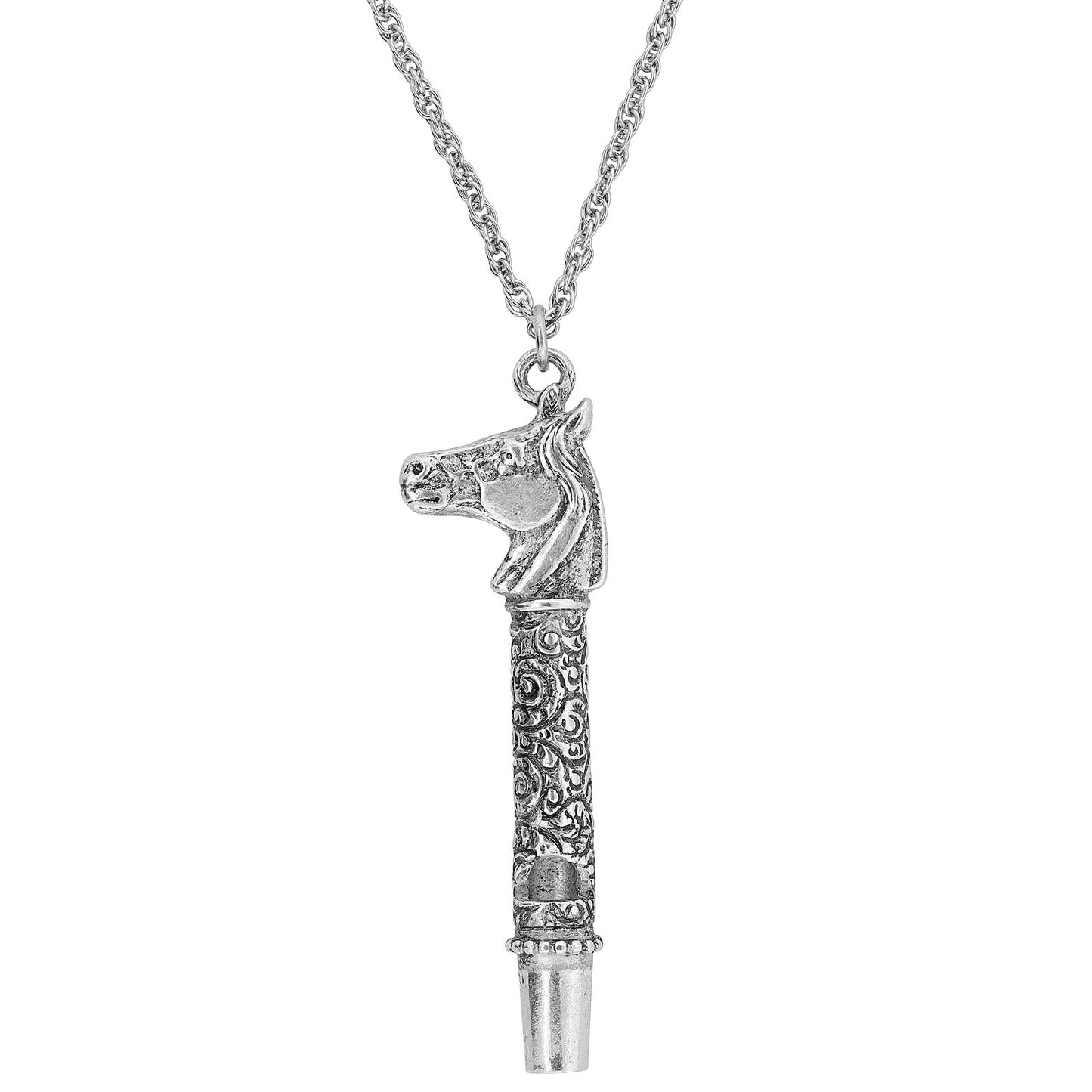 1928 Jewelry® Pewter Horse Head Whistle Necklace 30In