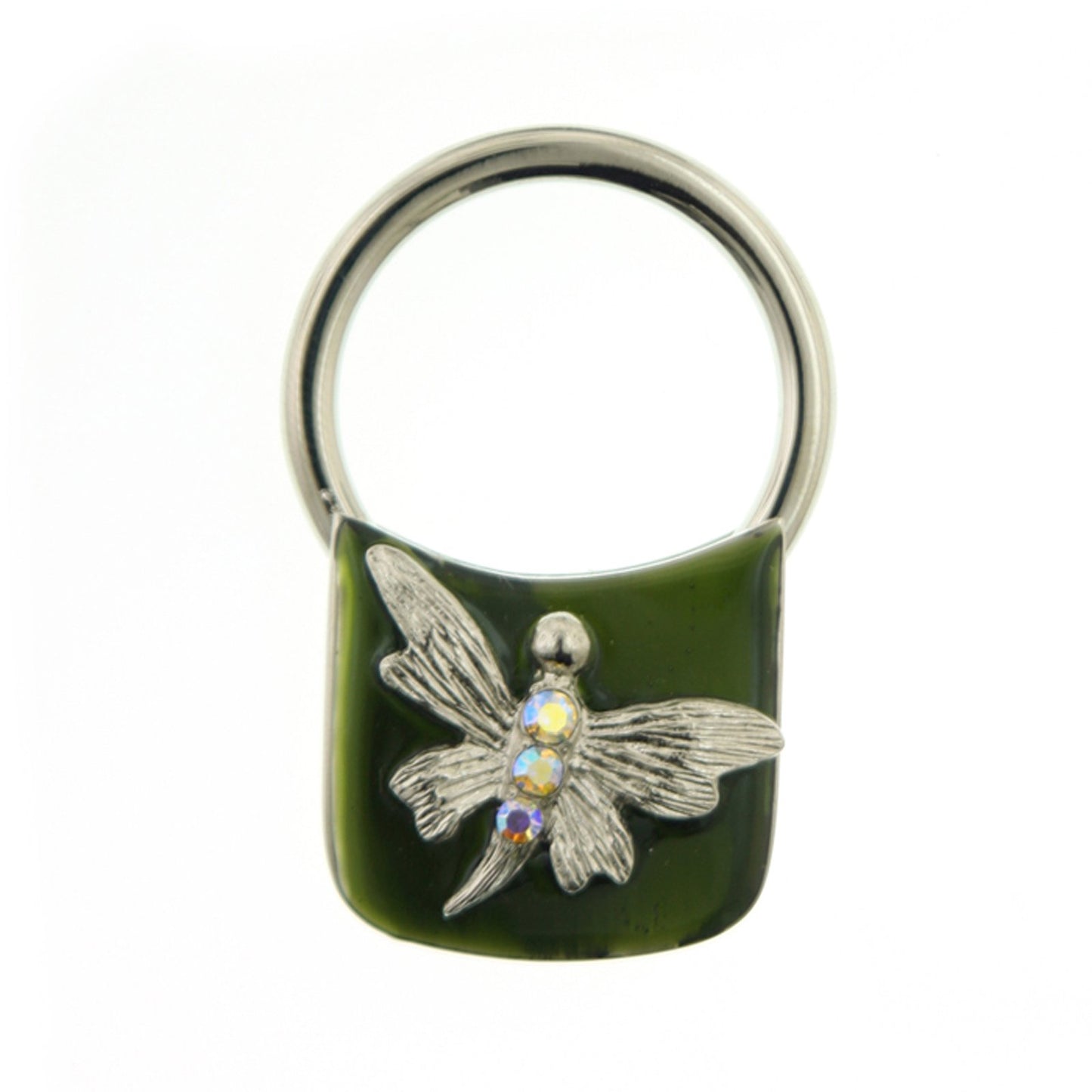 1928 Jewelry® Silver-Tone Green Enamel And Ab Crystal Butterfly Key Fob