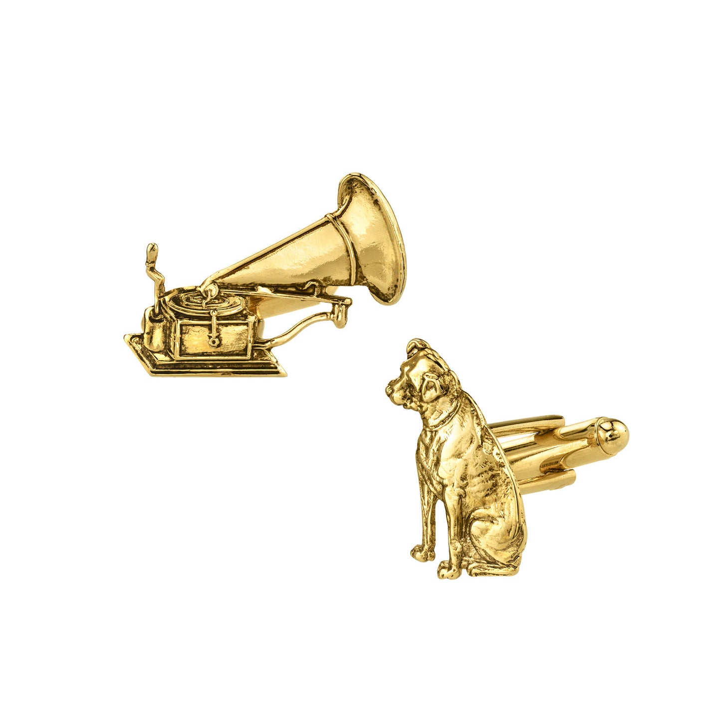 1928 Jewelry® 14K Gold Dipped Dog And Phonograph Cufflinks