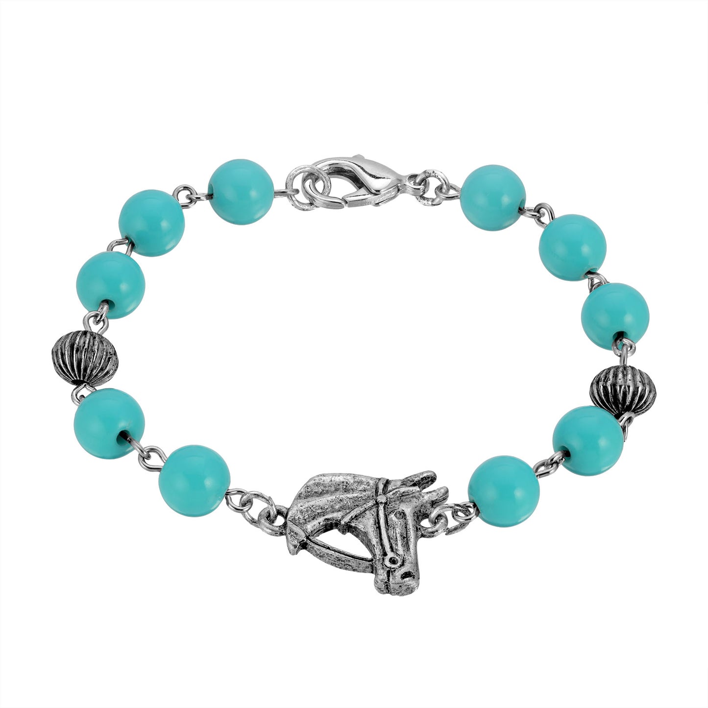 1928 Jewelry® Pewter Turquoise Bead Horse Head Bracelet