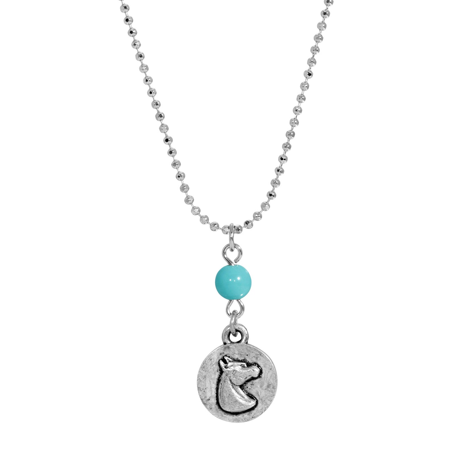 1928 Jewelry® Silver Tone Turquoise Horse Head Necklace 18 Inch