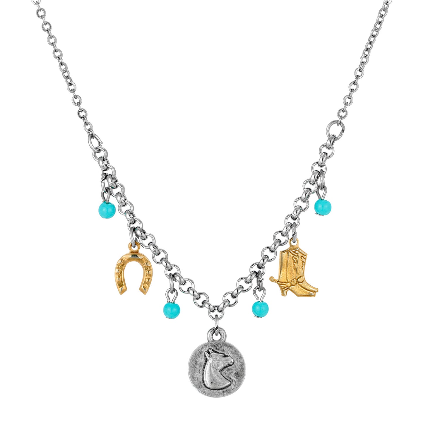 1928 Jewelry® Pewter Turquoise Horse Charm Necklace