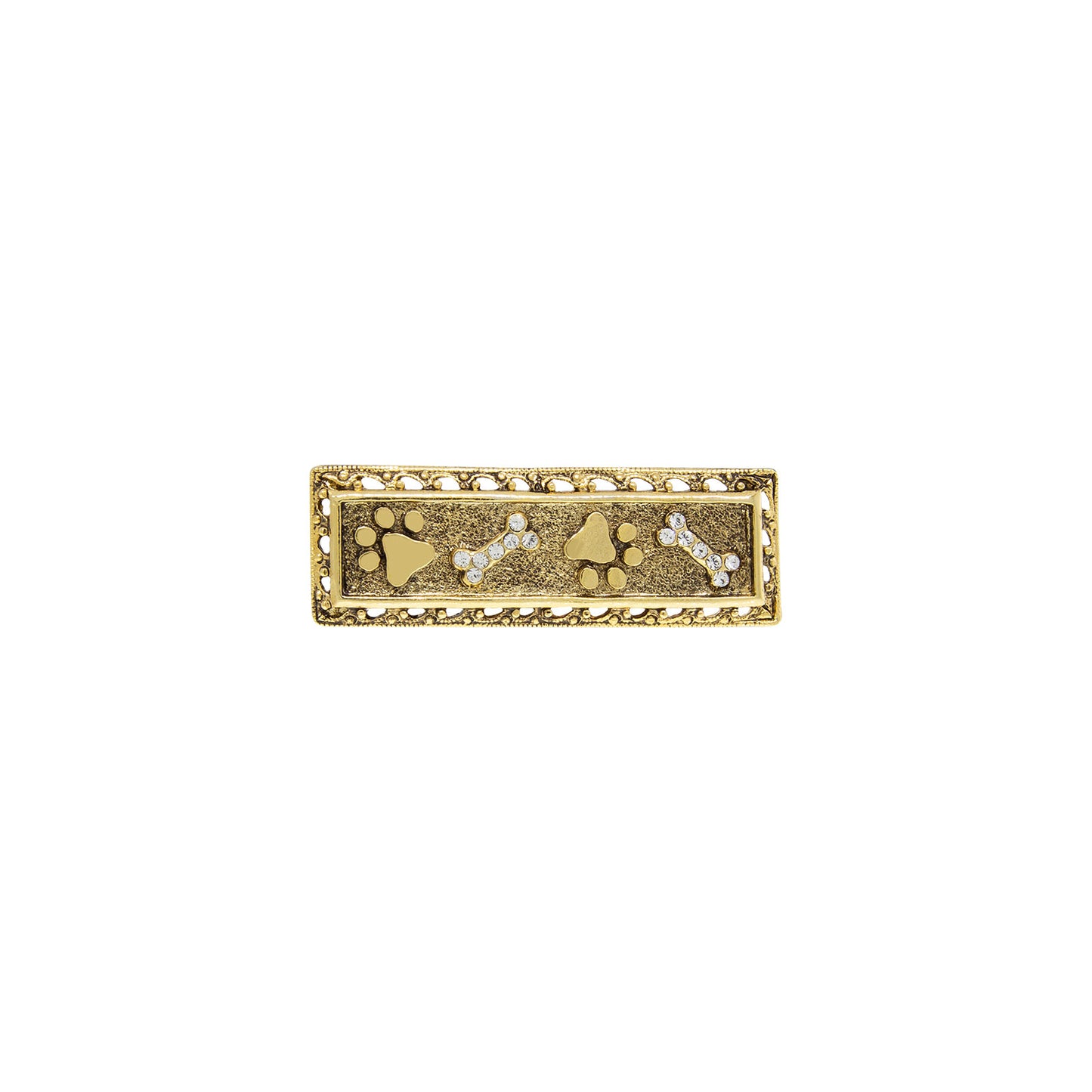 1928 Jewelry® Gold Tone Crystal Paw and Bones Bar Pin
