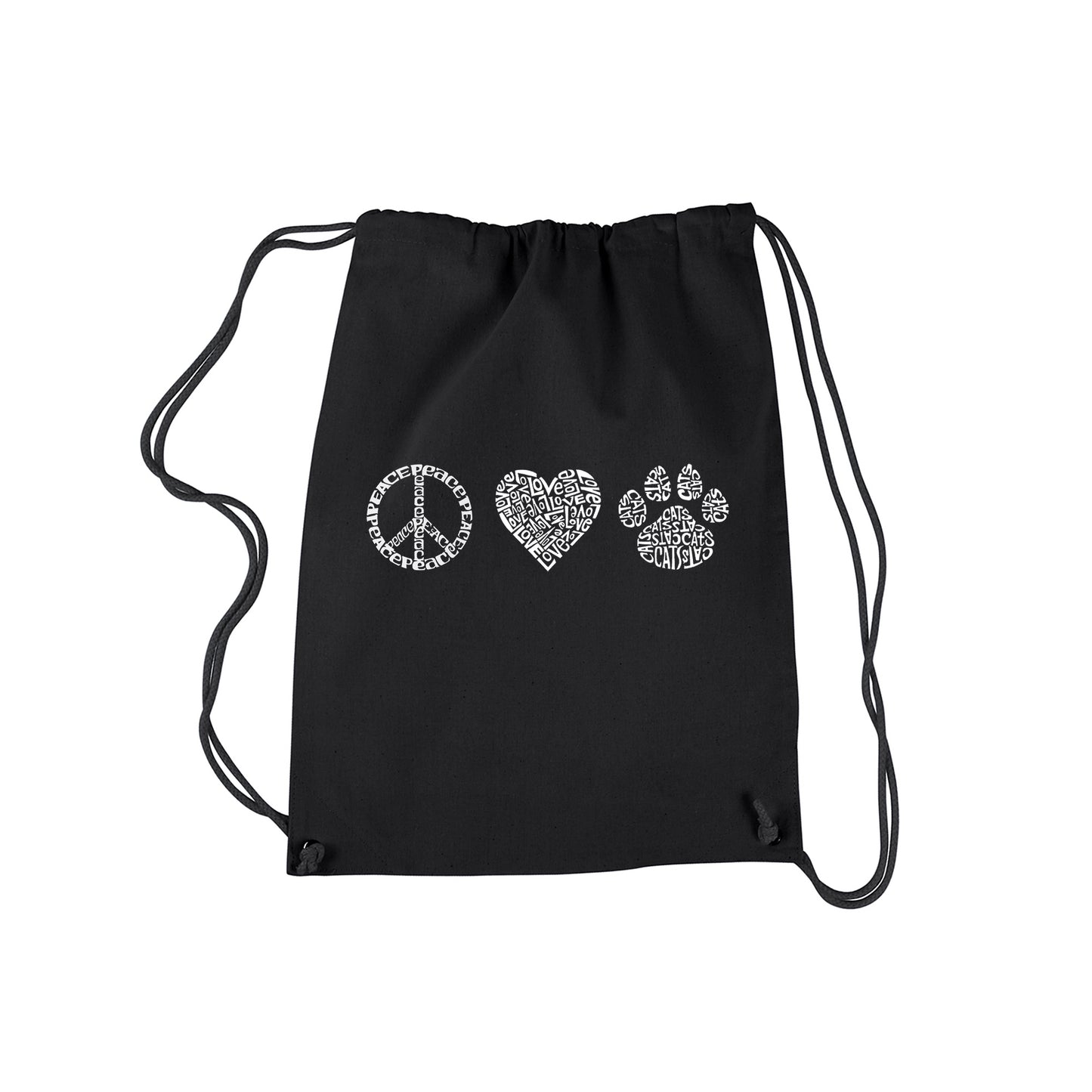 Peace Love Cats - Drawstring Backpack