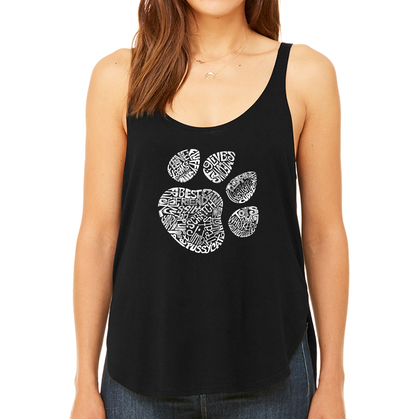 Cat Paw - Women's Premium Word Art Flowy Tank Top