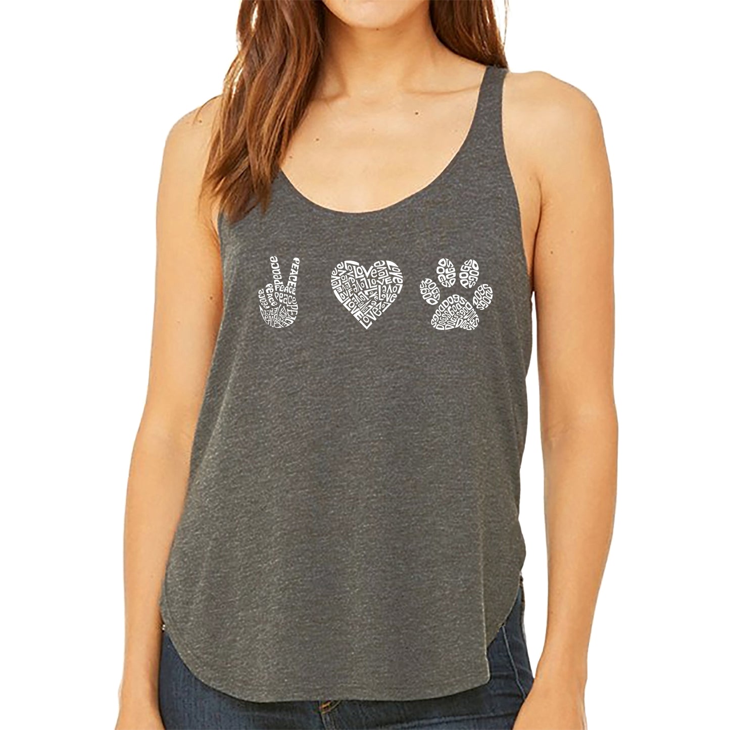 Peace Love Dogs - Women's Premium Word Art Flowy Tank Top