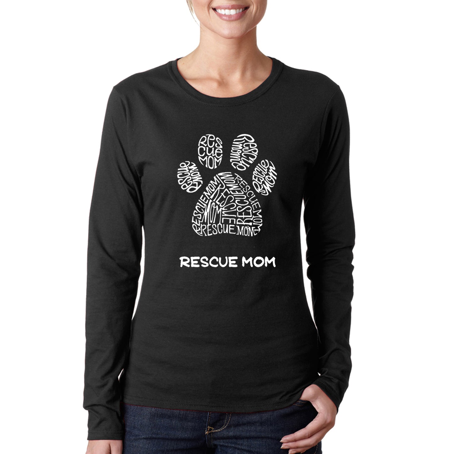 Rescue Mom - Women's Word Art Long Sleeve T-Shirt