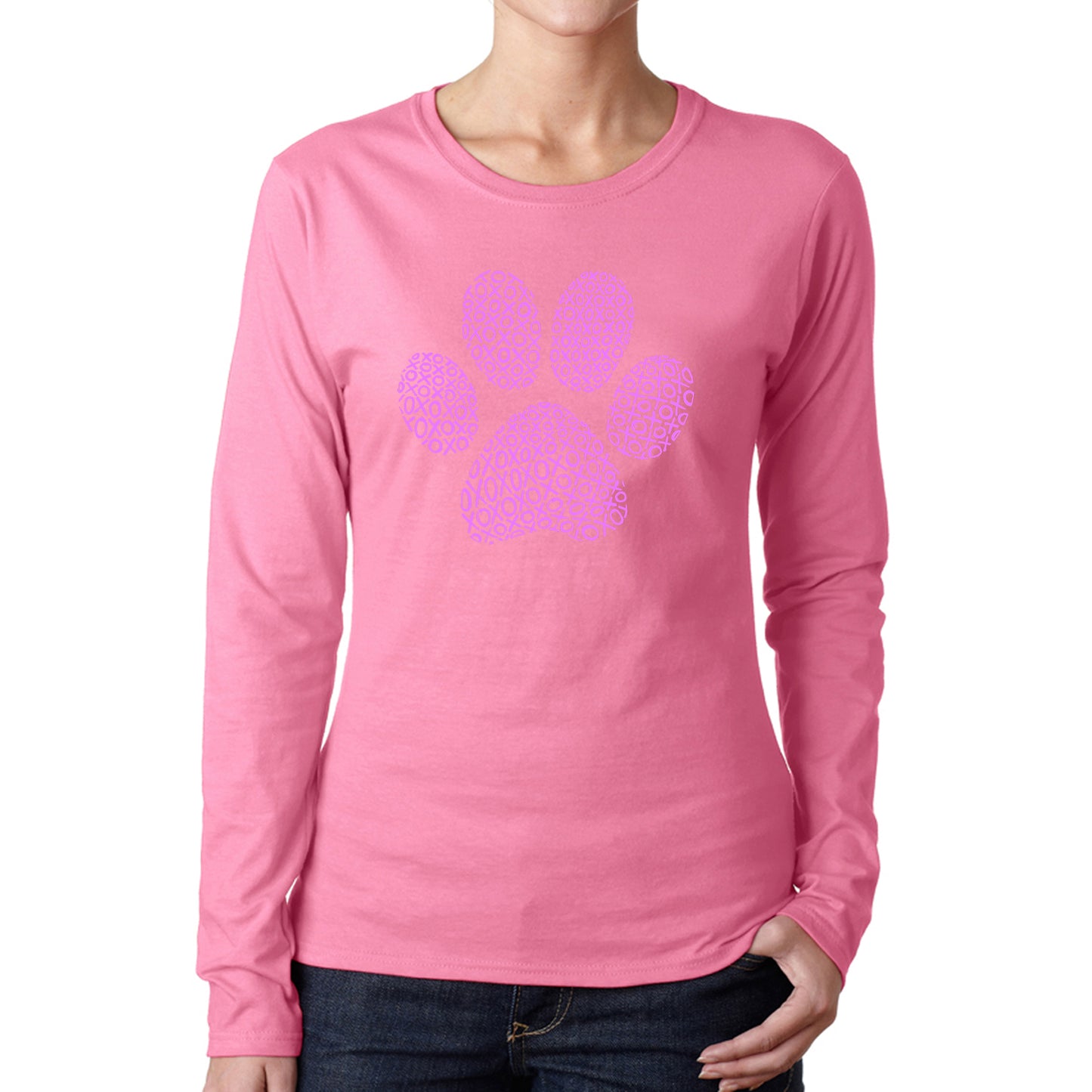 XOXO Dog Paw - Women's Word Art Long Sleeve T-Shirt