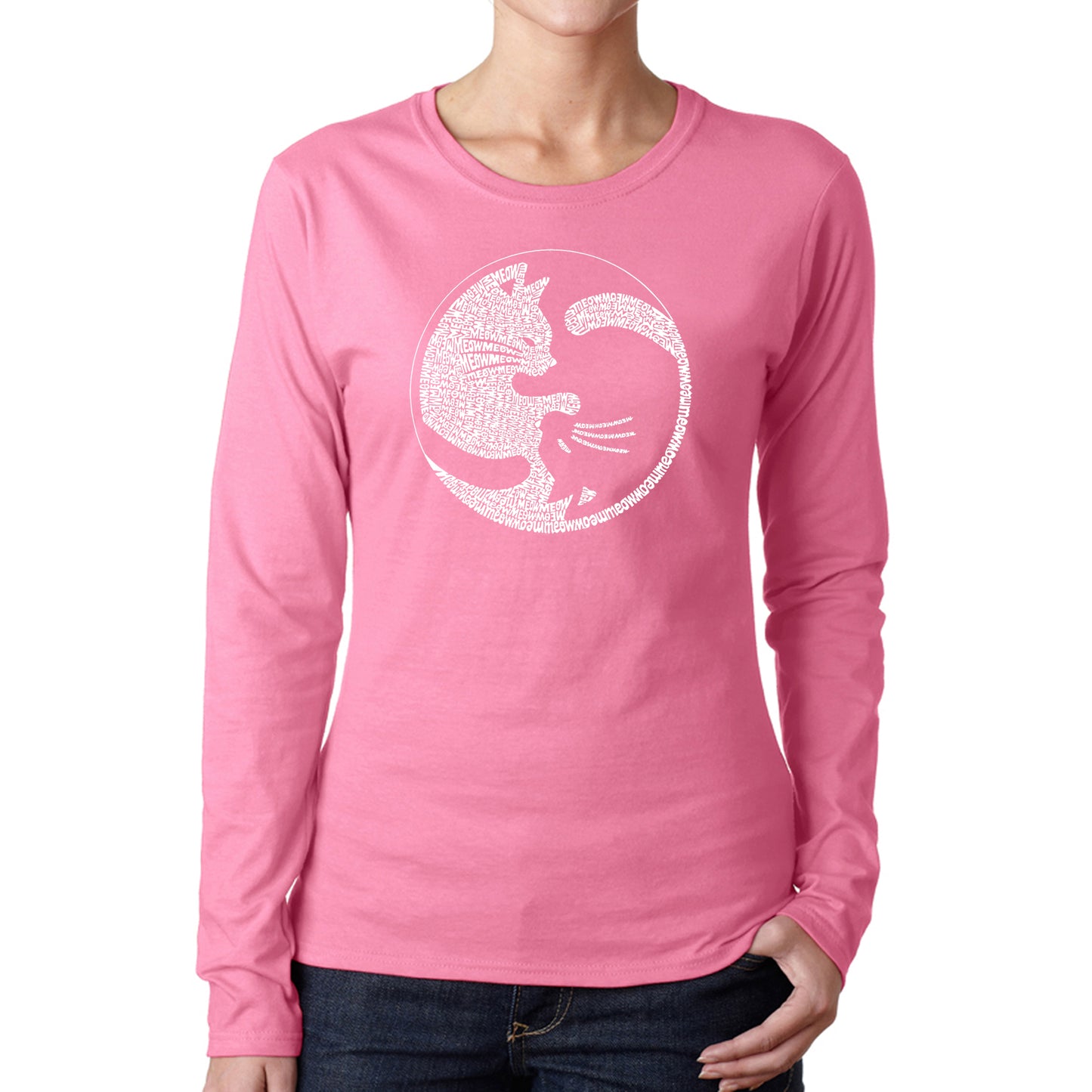 Yin Yang Cat - Women's Word Art Long Sleeve T-Shirt