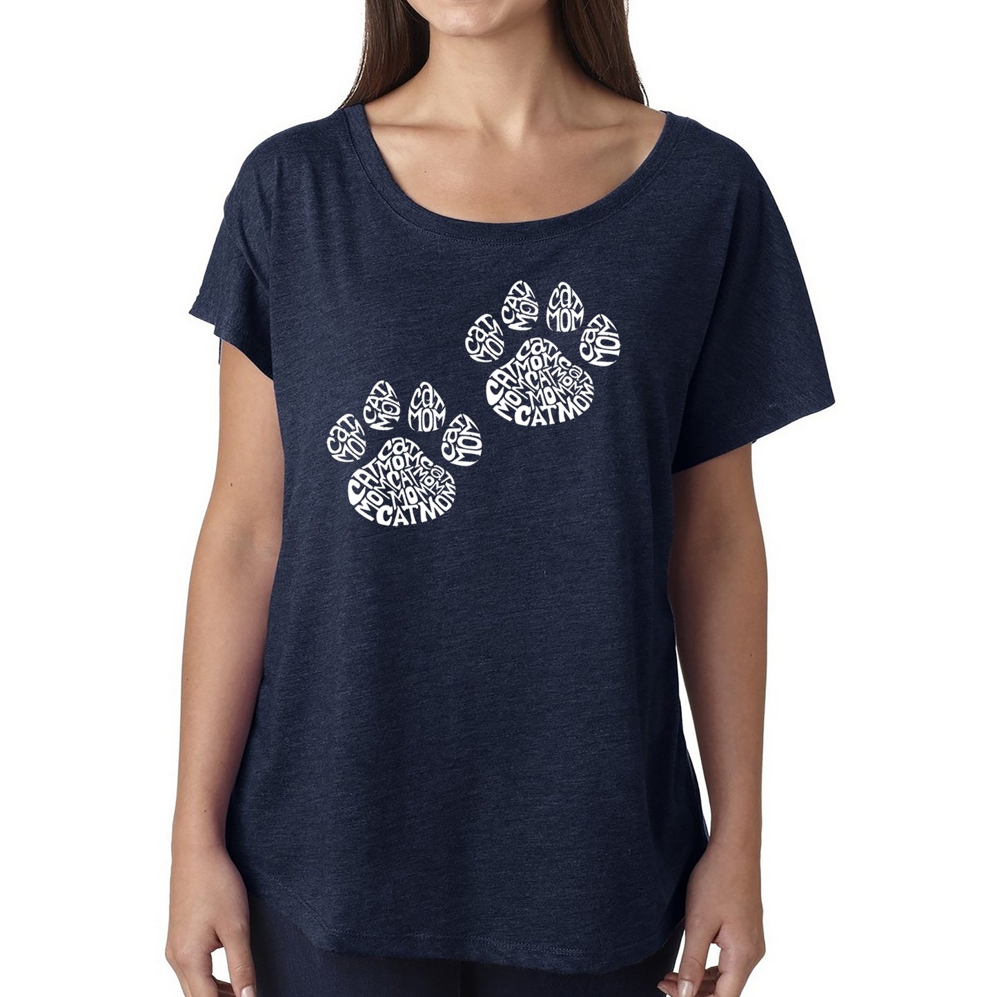 Cat Mom - Women's Loose Fit Dolman Cut Word Art Shirt