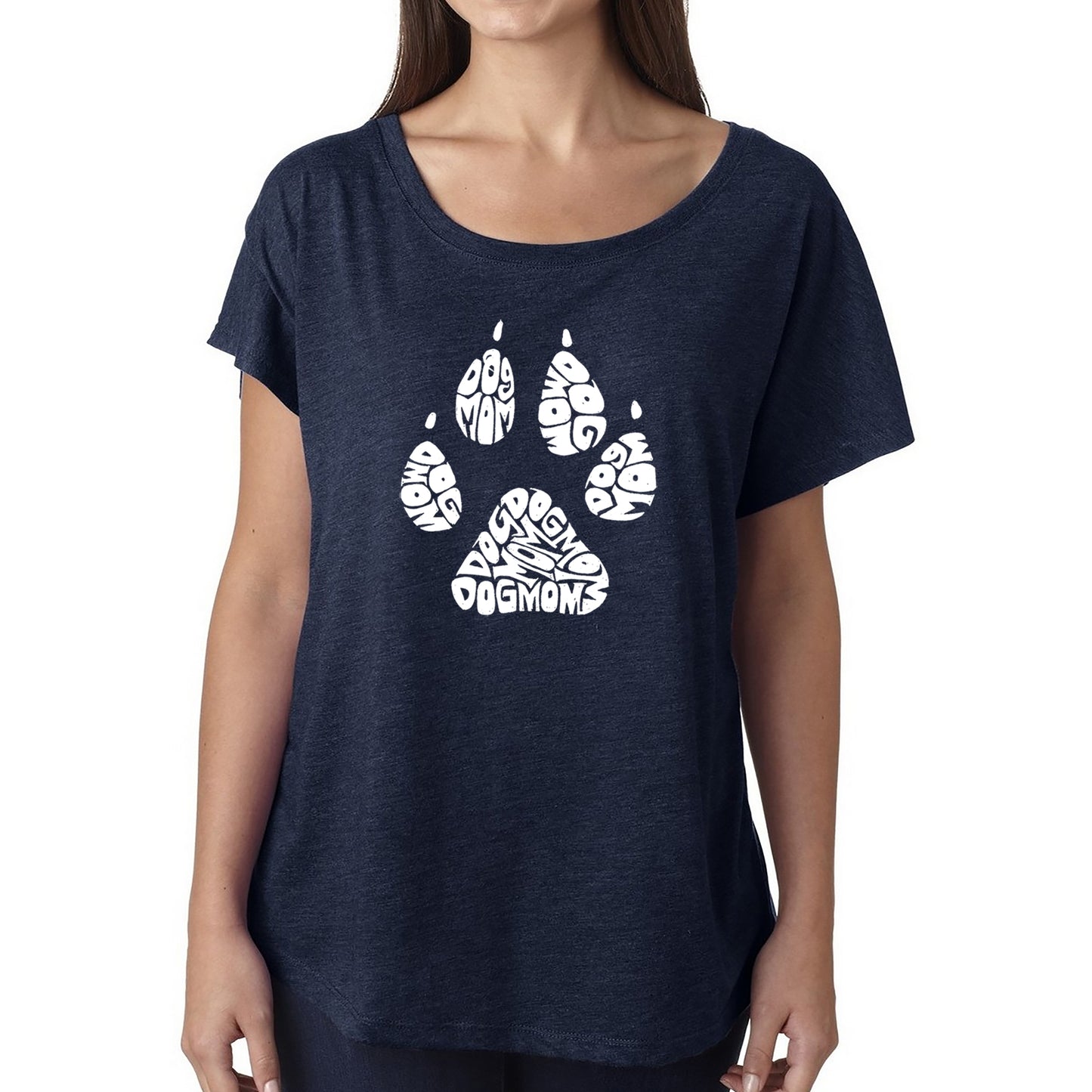 Dog Mom - Women's Loose Fit Dolman Cut Word Art Shirt