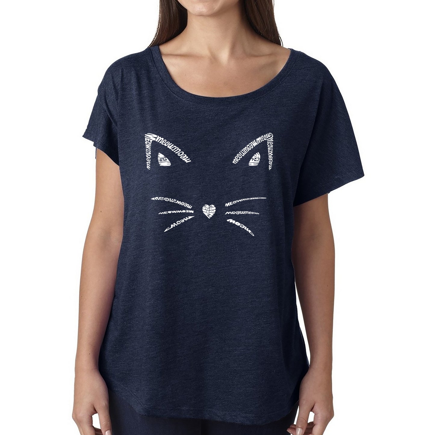Whiskers - Women's Loose Fit Dolman Cut Word Art Shirt