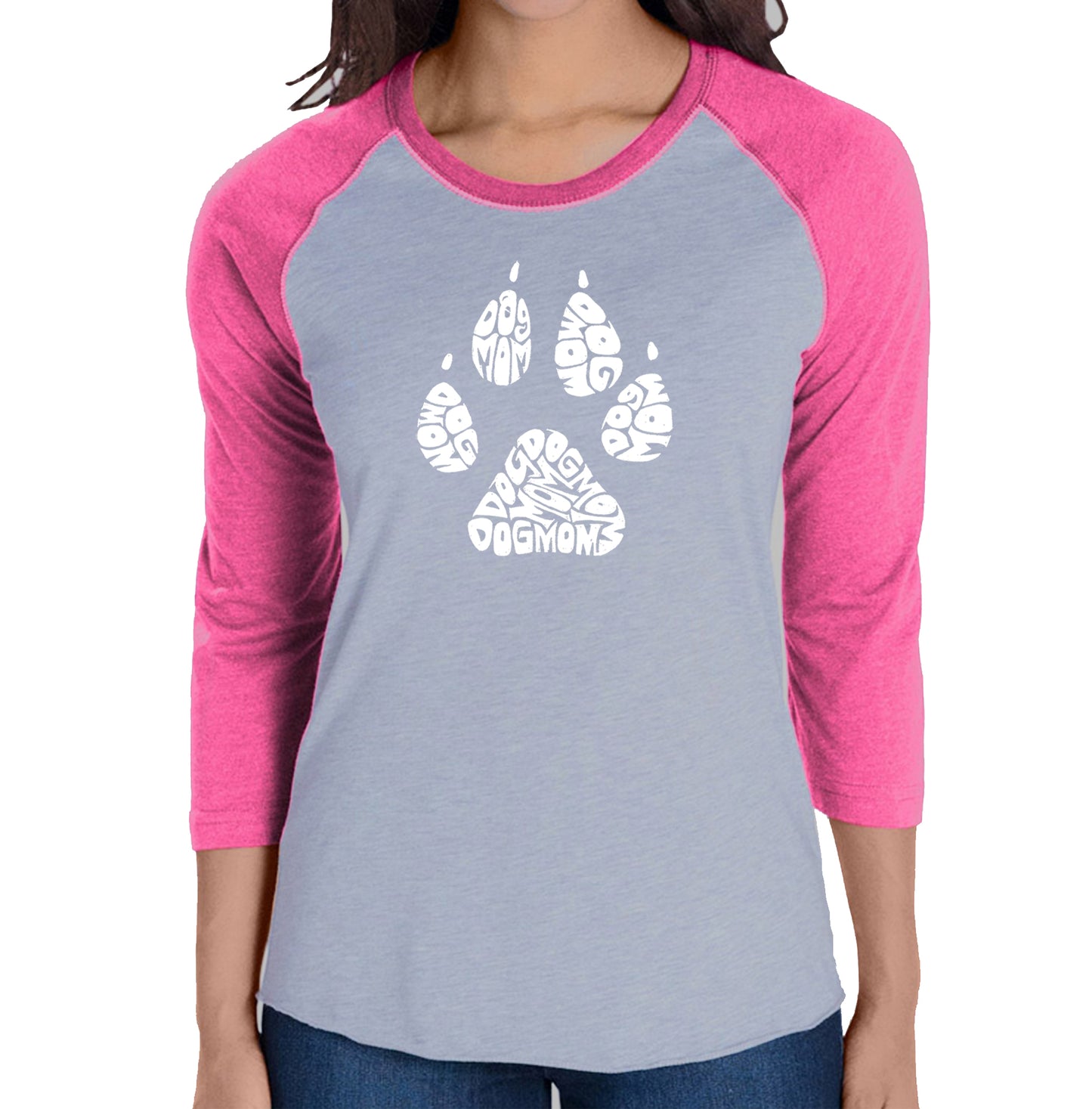 Dog Mom - Women's Raglan Baseball Word Art T-Shirt
