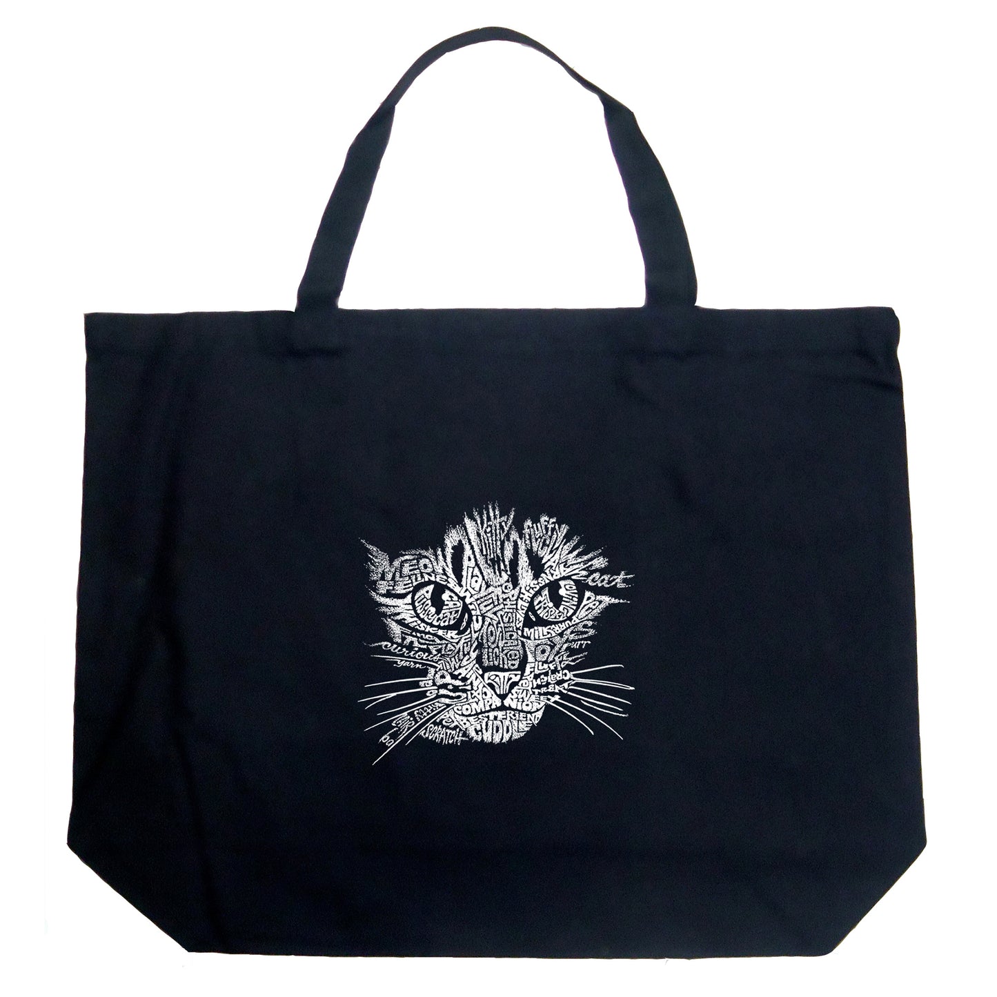 Cat Face - Large Word Art Tote Bag