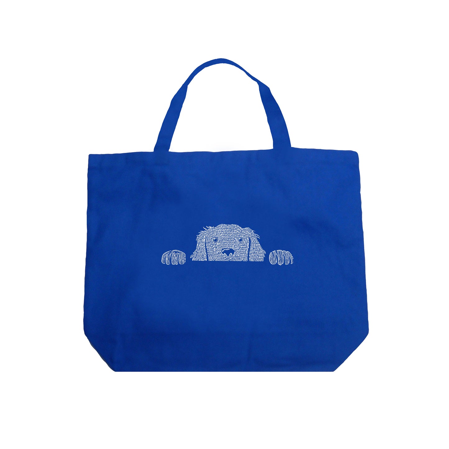 Peeking Dog - Large Word Art Tote Bag