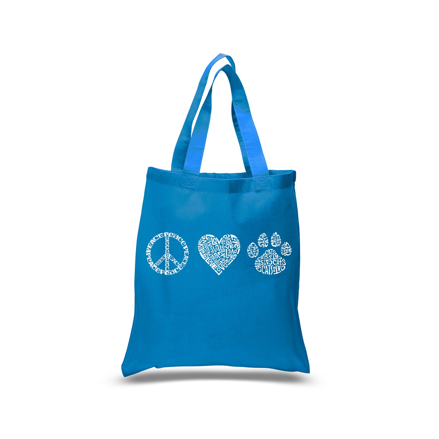 Peace Love Cats - Small Word Art Tote Bag
