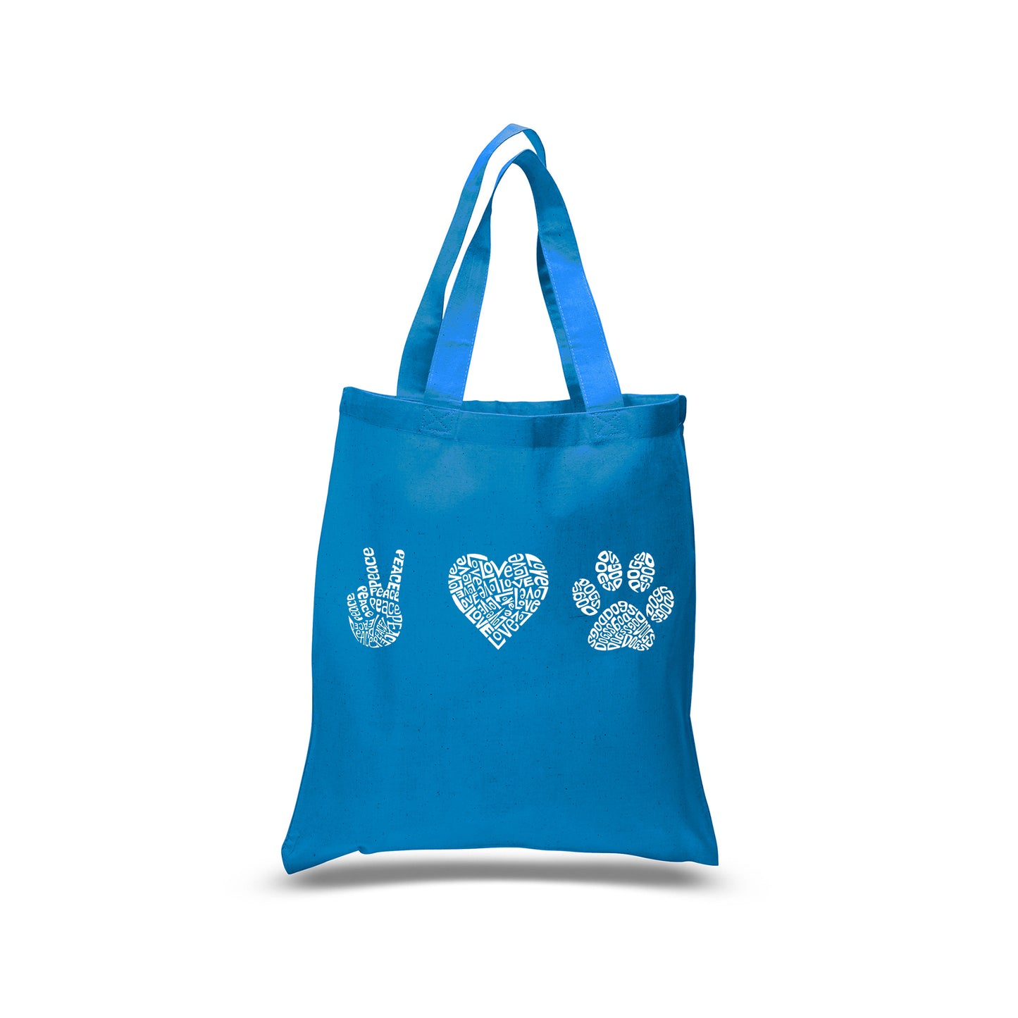 Peace Love Dogs - Small Word Art Tote Bag