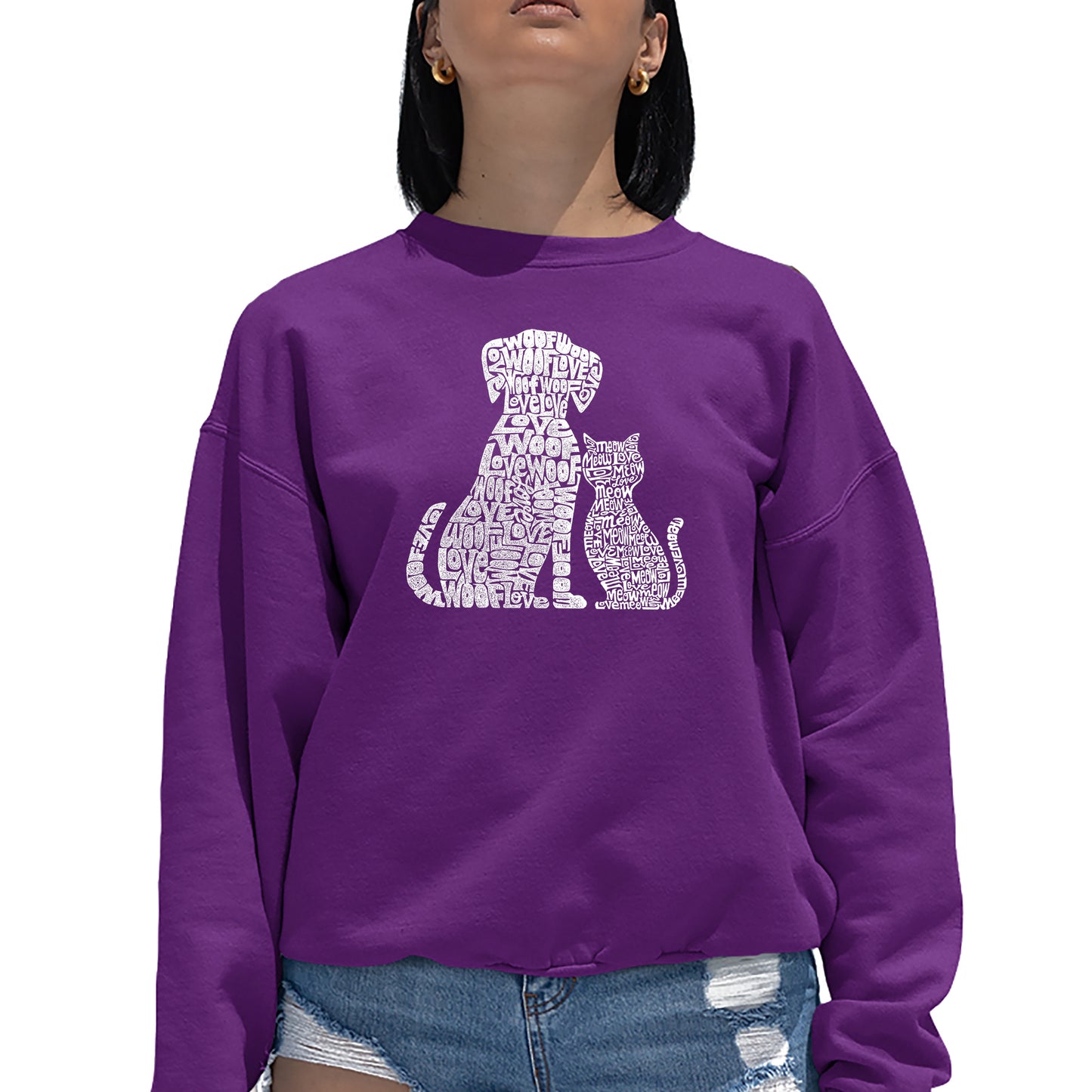 Dogs and Cats - Women's Word Art Crewneck Sweatshirt