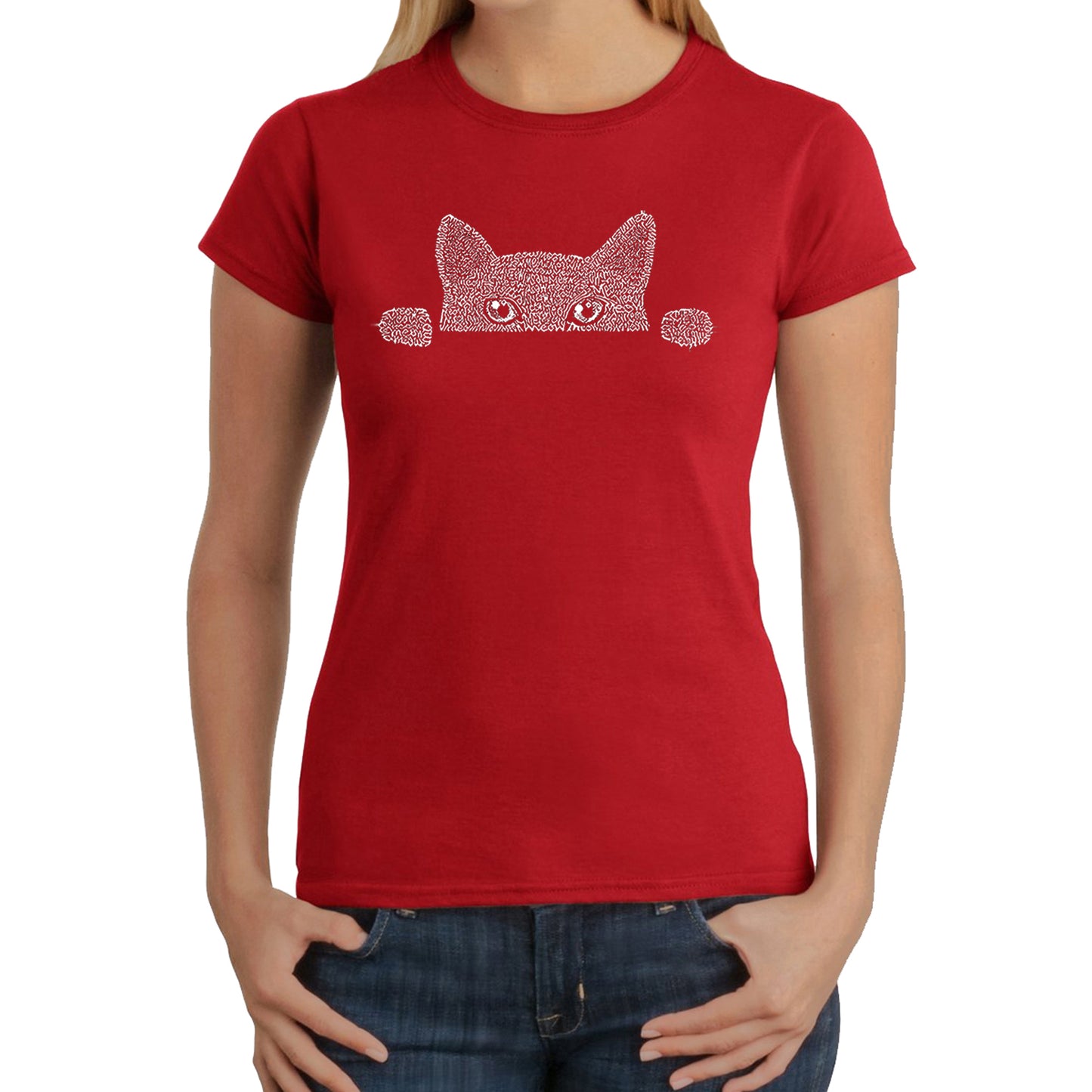 Peeking Cat - Women's Word Art T-Shirt