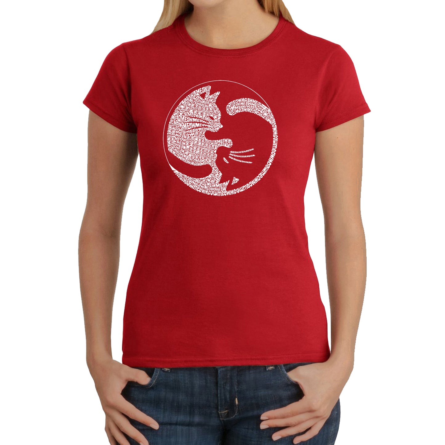 Yin Yang Cat - Women's Word Art T-Shirt