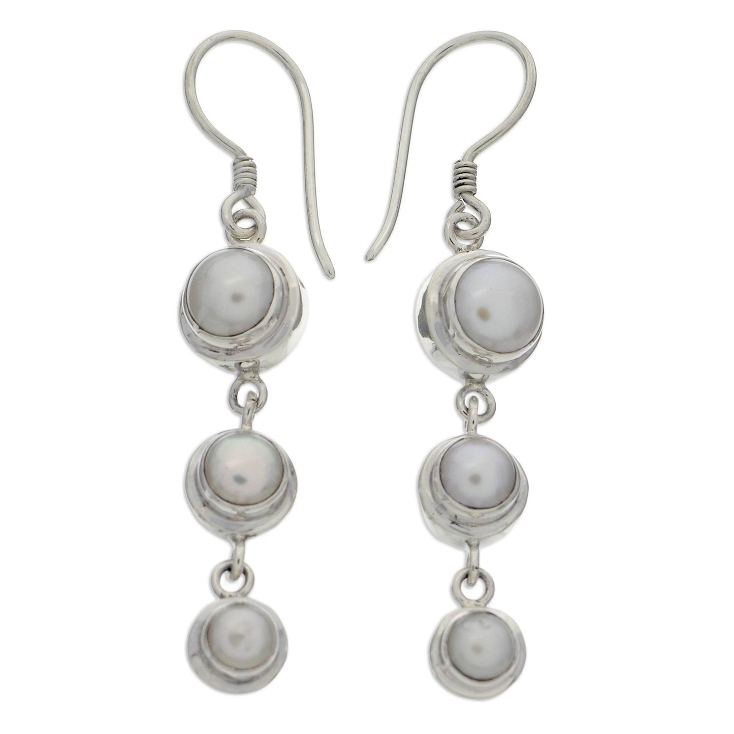 Three Full Moons Pearl Earrings