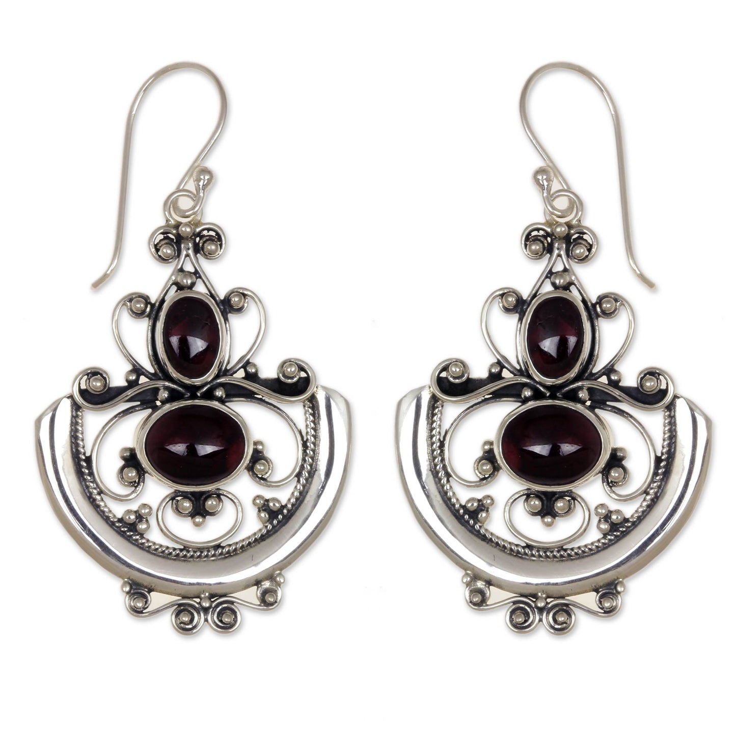 Garnet Arabesques Dangle Earrings