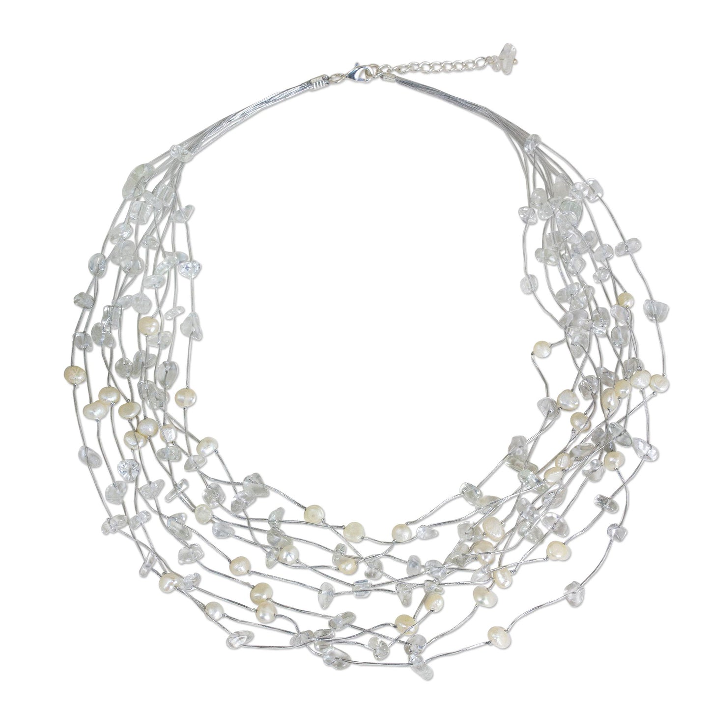 Cascade Freshwater Pearl & Quartz Stone Bridal Necklace