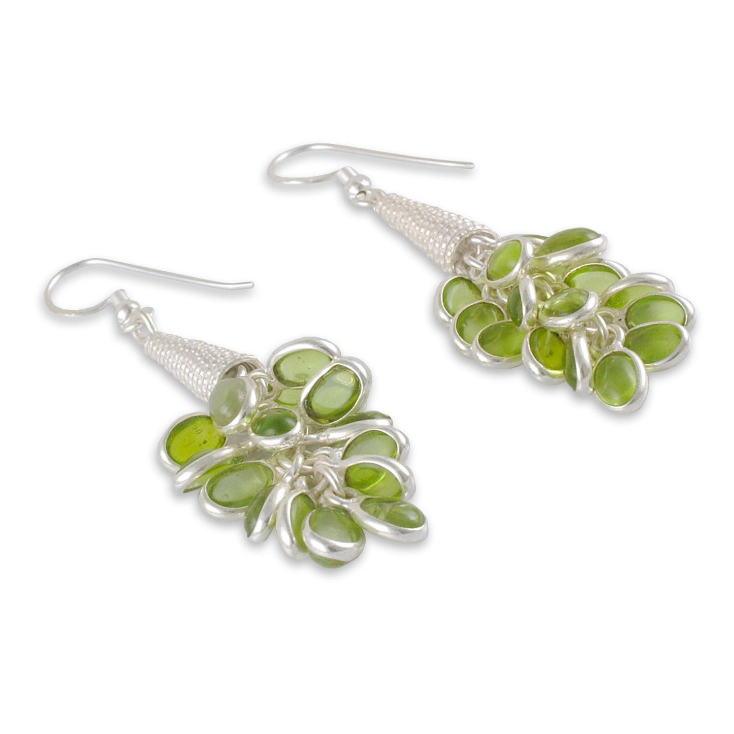 Peridot & Sterling Silver Cluster Earrings