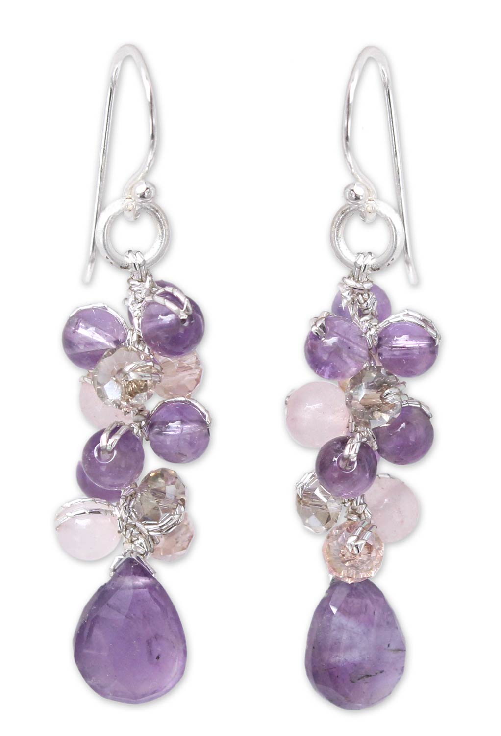 Purple Pink Glam Beaded Earrings