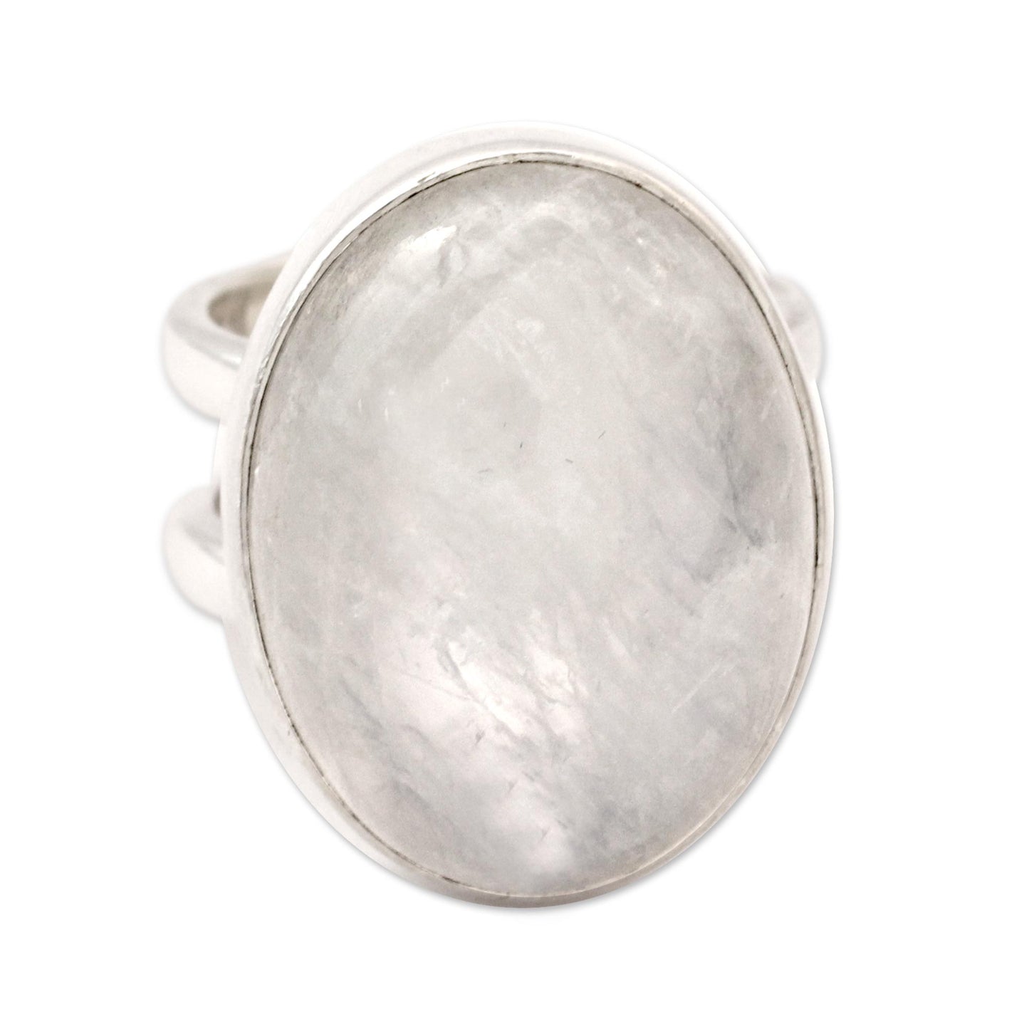 Radiant Light Rainbow Moonstone Silver Cocktail Ring