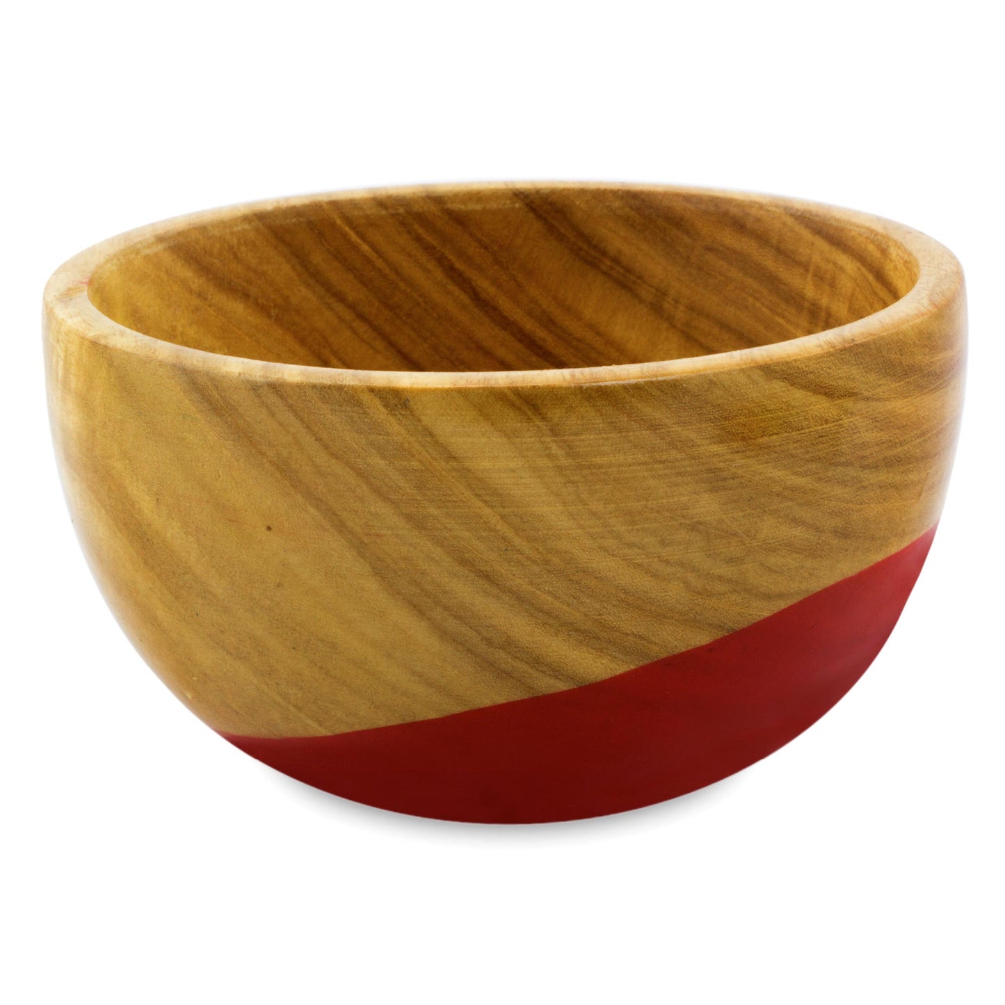 Spicy Red Dip Painted Hand Carved Wood Bowl (Small)