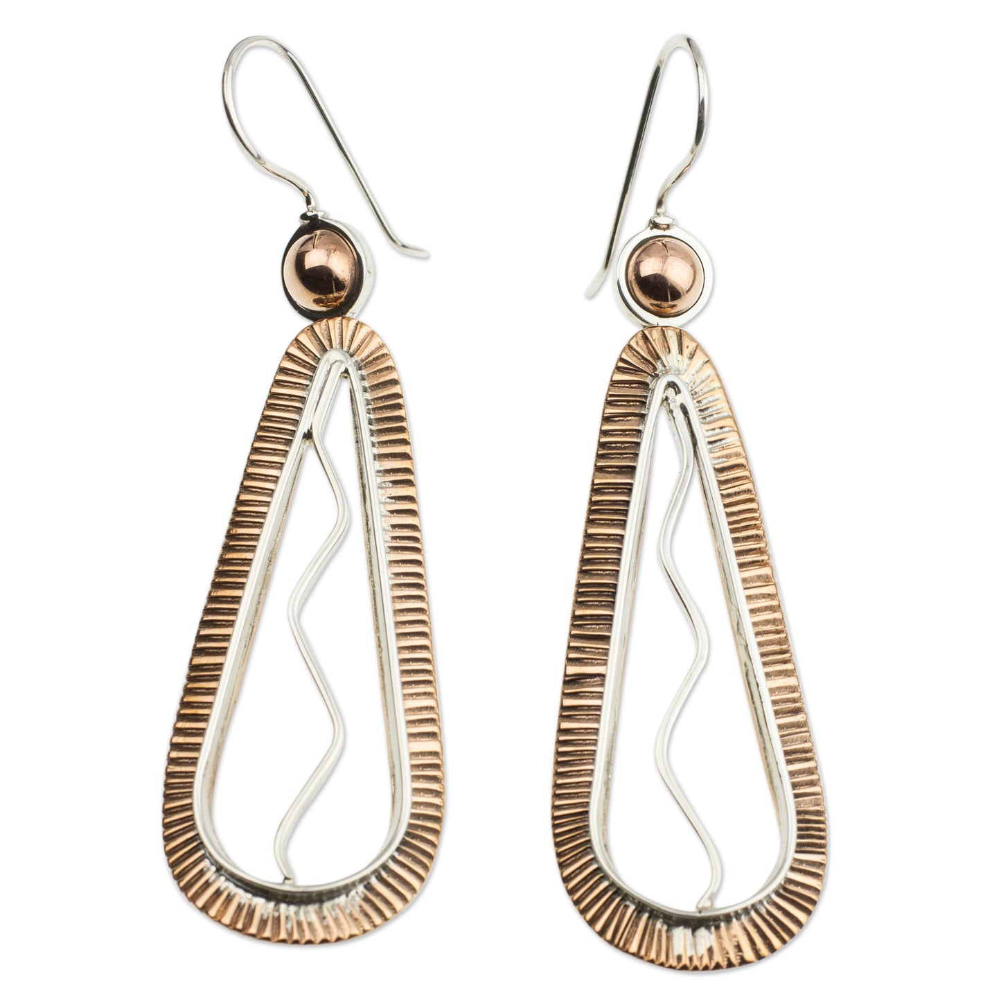 Aura Silver & Copper Dangle Earrings