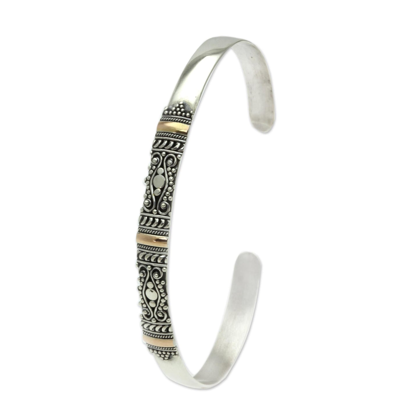 Vine Tendrils Silver Bracelet with 18k Gold Accents